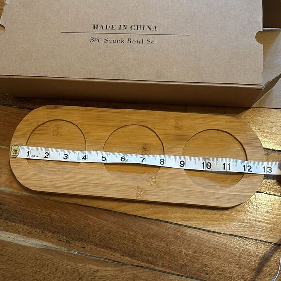 Home 4 Piece Serving Snack Bowl Set with 13” Wood Tray - Picture 7 of 7